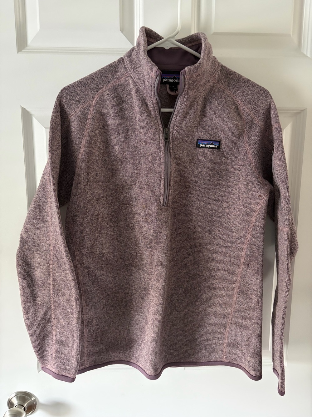 Patagonia Heathered Mauve Quarter-Zip Fleece Pullover better sweater